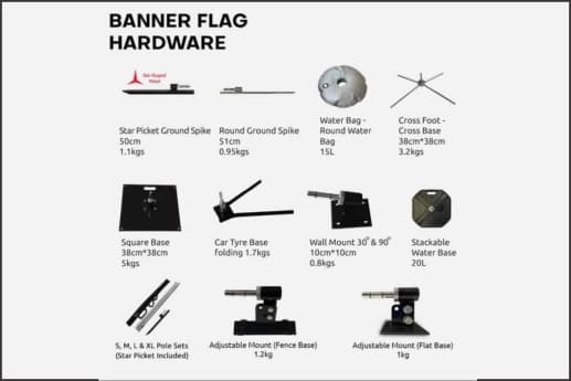 Banner flag mounting hardware