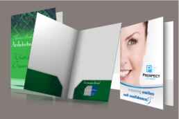 Presentation folders are a practical and polished way to distribute your company's printed material.